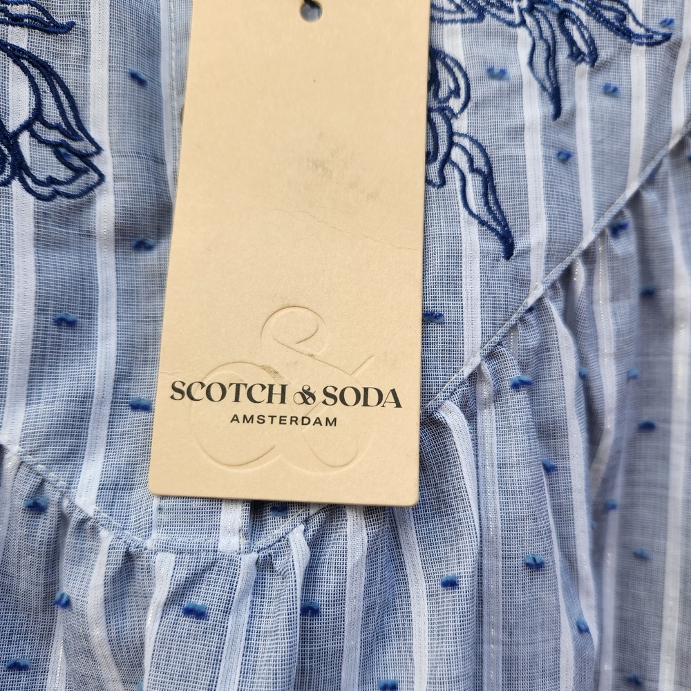 SCOTCH & SODA Girls Top Shirt Extra Large Blue Embroidery Cotton Kids NEW - Picture 9 of 11